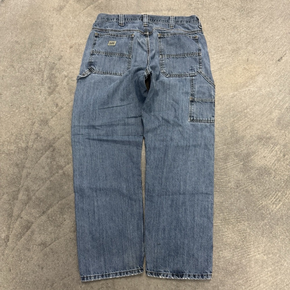 Men's Lee Carpenter Jeans 36x32 Light Wash Relaxed Fit Workwear Denim